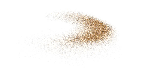 istock Sand powder splash. Flowing dust speckles and particles wave texture. Ground grain scatter element. Gritty explosion wind shape for overlay, poster, banner, brochure, leaflet. Vector sandy background 2149039645