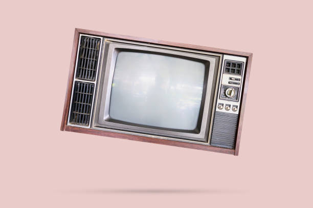 istock Old vintage classic retro television floated on brown background 2149040612