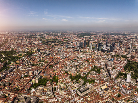 Aerial view of Milan, Italy.