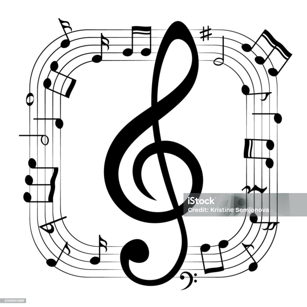 Square Shape Notes Music Notes Frame Treble Clef Inside Square Shape Musical Vector ...