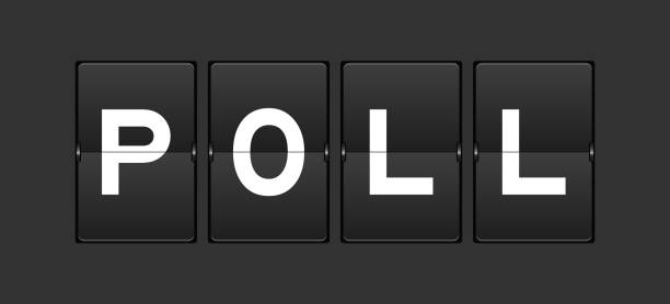 istock Black color analog flip board with word poll on gray background 2149045025