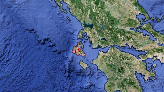 Cefalonia Island Greece, Google Earth App Graphics Animation, Ionian Sea Greek Islands