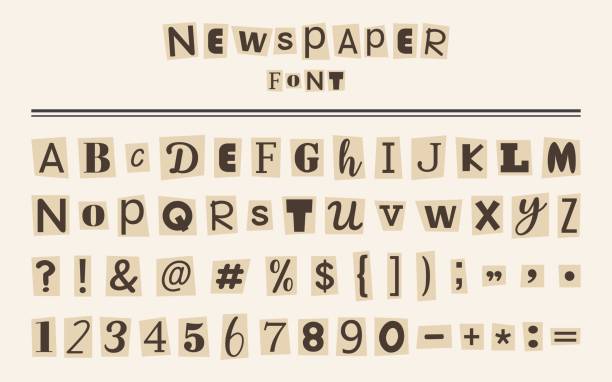 istock Cut letters from old yellowed magazines. Anonymous newspaper font for collage. Vintage clipping alphabet for poster, banner, greeting card, social media, web design 2149047544