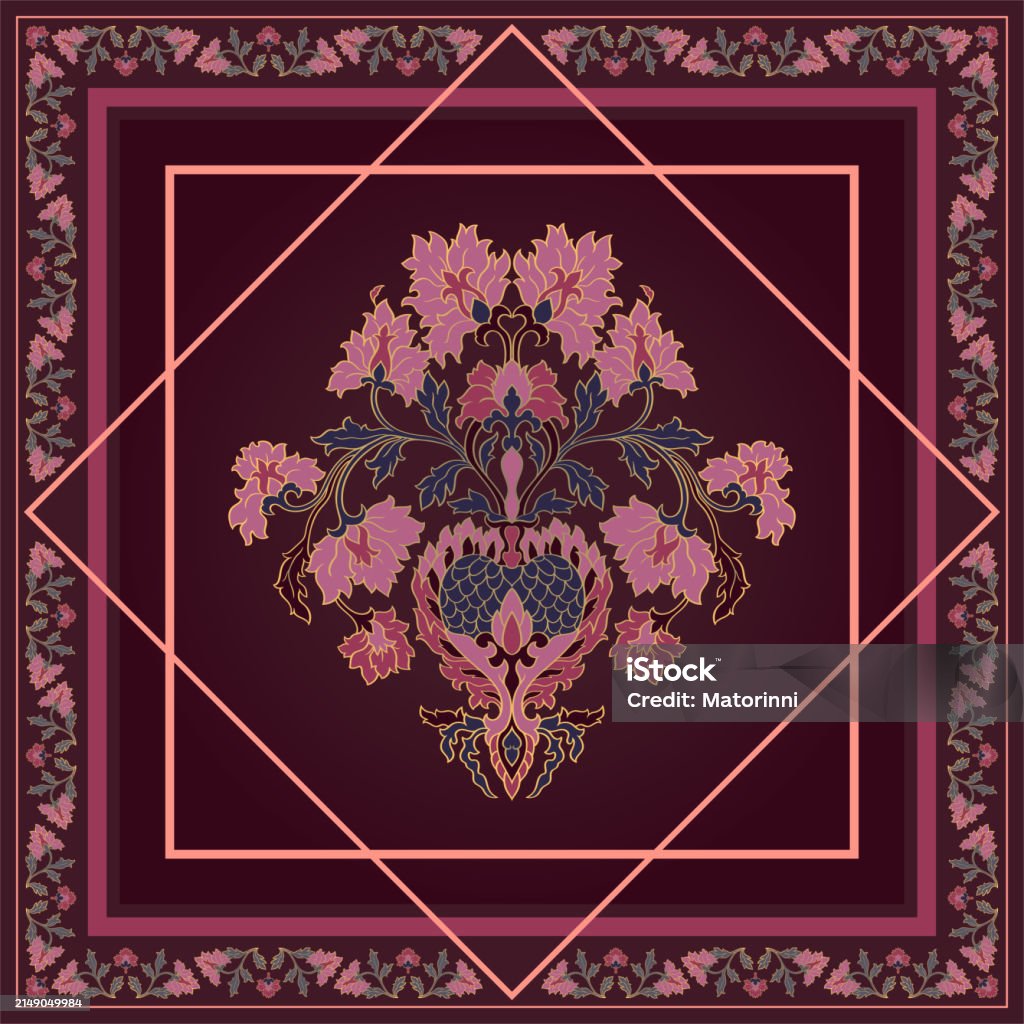 Scarf Pattern Vector Vector Floral Scarf Design Stock Illustration - Download Image Now ...