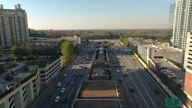 Buckhead Subway Station Along Highways In Atlanta, Georgia. drone pullback shot