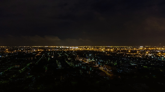 Mesmerizing aerial view of Bangkok at night.