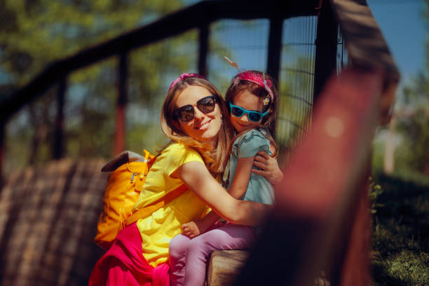 Mom and Daughter Hugging Feeling Happy Together