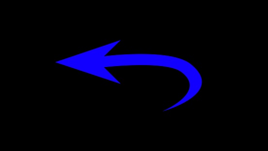 blue arrow pointing to the left. 3d illustration. Collection different arrows sign Flashing neon icon to the left arrow. Colorful arrow symbols on black background.