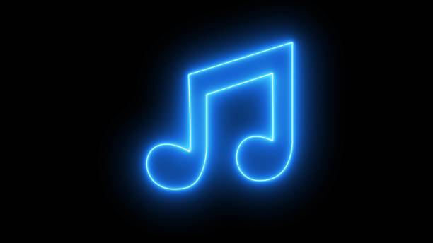 istock Musical note line icon. Music sign. sound technology symbol, isolated on a black background. blue illuminated neon light icon. 2149055029