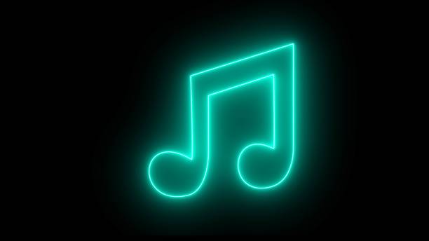 istock Glowing neon effect music icon. Musical note line icon. Music sign. sound technology symbol, isolated on a black background. 2149055052