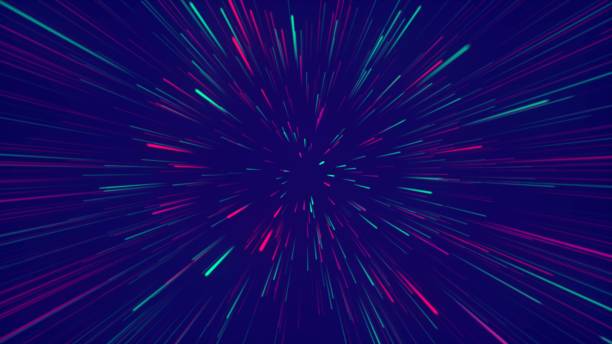 istock Motion effect. Wormhole space tunnel abstract. multi color abstract radial lines geometric background. Powder blue color burst background with shining stars. 2149055148