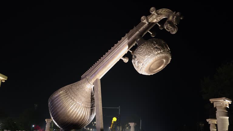 holy veena at as tribute to music at night from low angle