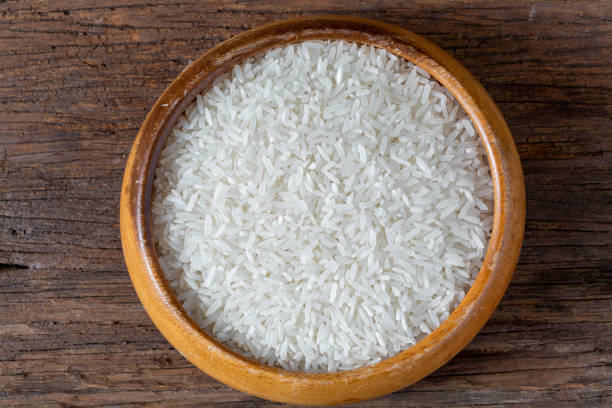 istock Rice in a wooden bowl 2149062042