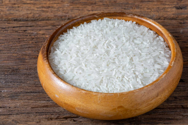 istock Rice in a wooden bowl 2149062043