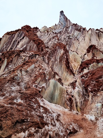 Landforms formed by salt at Salt Goddess Mountain on Hormoz Island