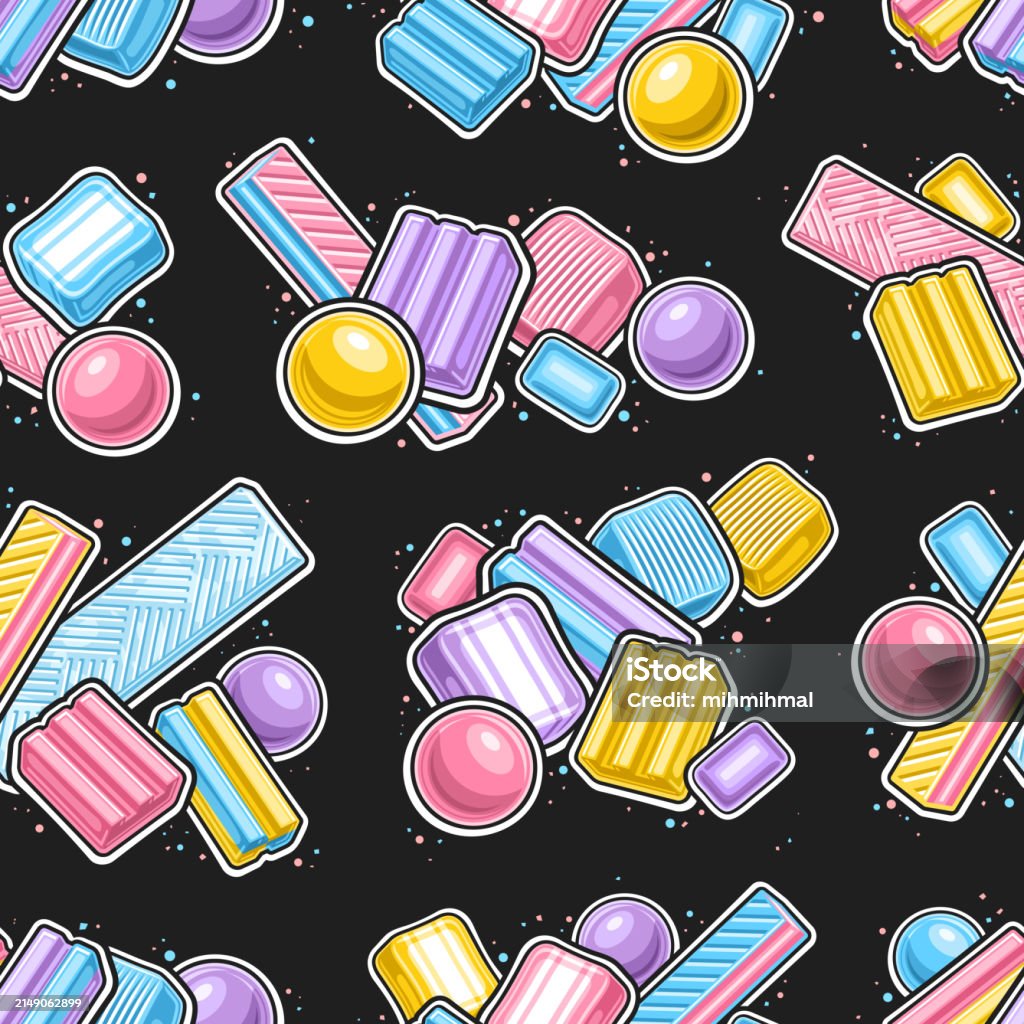 Vector Bubble Gum Seamless Pattern Stock Illustration - Download Image ...
