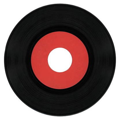 vinyl record orange label isolated over white background