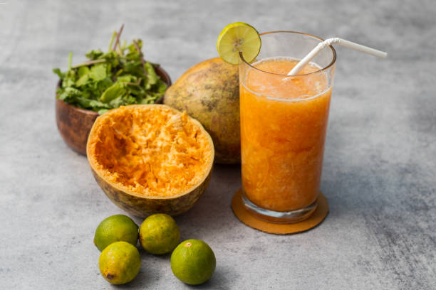 istock selective focus of Bael fruit juice drink. 2149063455