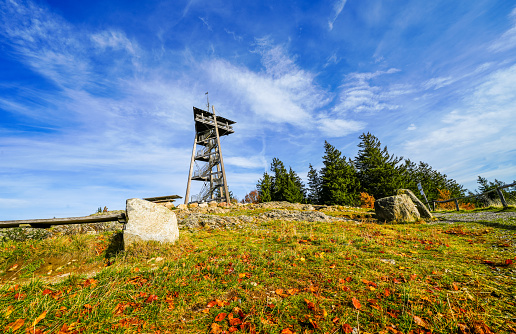 Schauinsland Tower in the Black Forest and the surrounding nature near Freiburg im Breisgau.