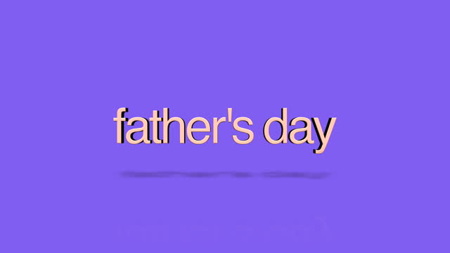 Floating 3d Father's Day text in pink on a purple background