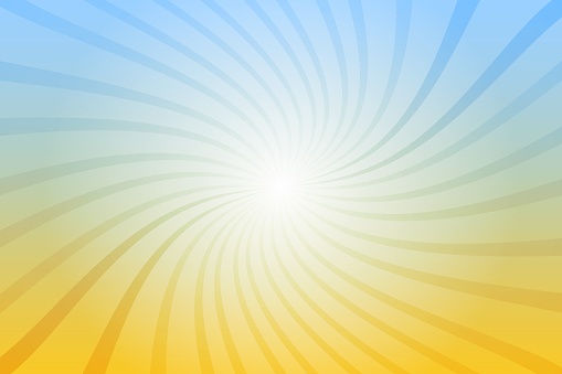 Abstract blue and yellow background with sun ray. Summer vector illustration for designs
