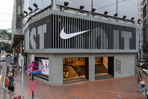 Hong Kong - April 17, 2024 : General view of the Nike Running Store at Causeway Bay in Hong Kong.