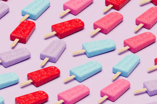 Ice cream stick, Popsicle, Minimal summer concept, Isometric view.