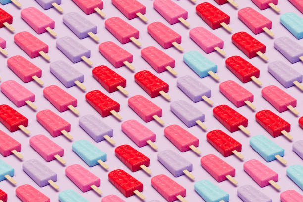 Ice cream stick, Popsicle, Minimal summer concept, Isometric view.