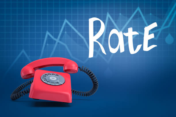 istock 3d rendering of ringing red rotary prhone on blurred blue background with line graphs and title 
