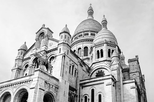 Close up view of the top of the Basilica of the Sacred Heart of Paris