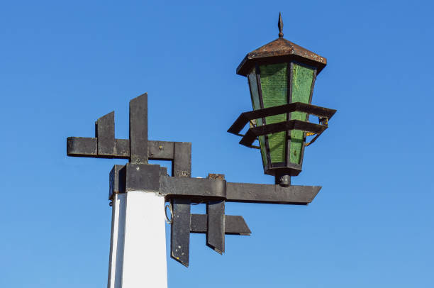 istock An old outdoor lamp on a cement post 2149070516