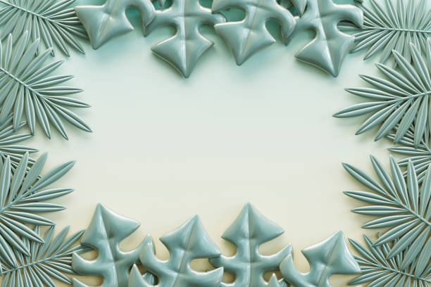 Tropical palm leaves minimal summer background. Digitally generated image. 3d render.