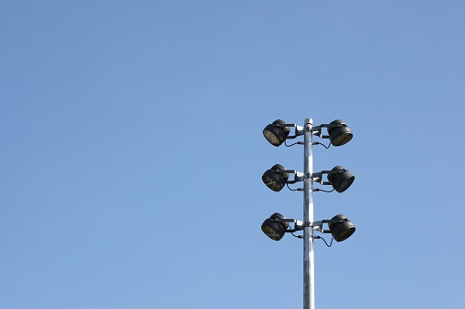 Street light with clear blue sky background