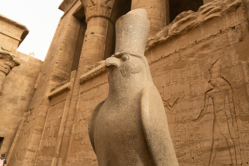 Statue of Horus at Temple in Edfu. Aswan, Egypt