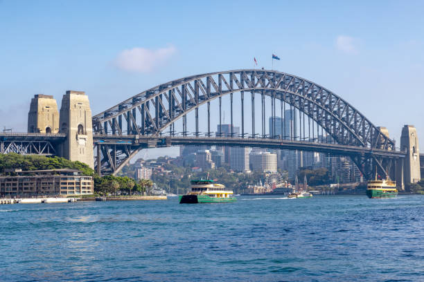 istock The iconic Sydney Harbour Bridge with passenger ferries crossing back and forth across the bay. An arch road bridge linking the Central Business District with the North Shore. 2149076027