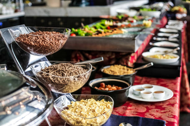 istock Buffet Line With Cereal Bowls and Assorted Foods 2149076448