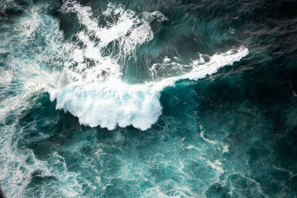 istock Ocean waves crashing, top down aerial drone view. Storm on sea or ocean 2149078265