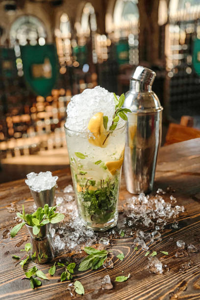 istock Wooden Table With Tall Glass Filled With Ice 2149079938