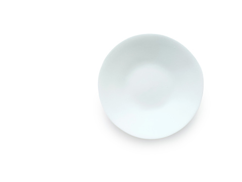 Empty plate mockup on white background with text space