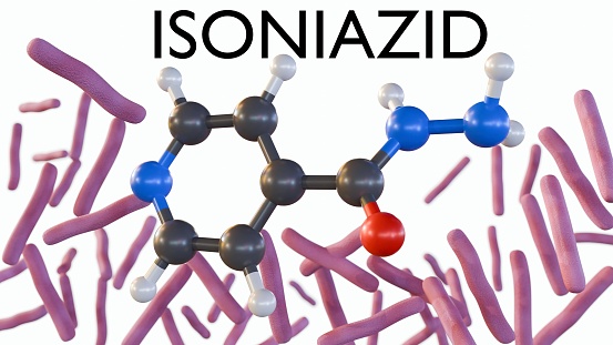 3d rendering of Isoniazid is an antibiotic used in the treatment of mycobacterium tuberculosis infections