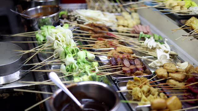 Traditional Malaysian street food called steamboat also known as Lok-Lok