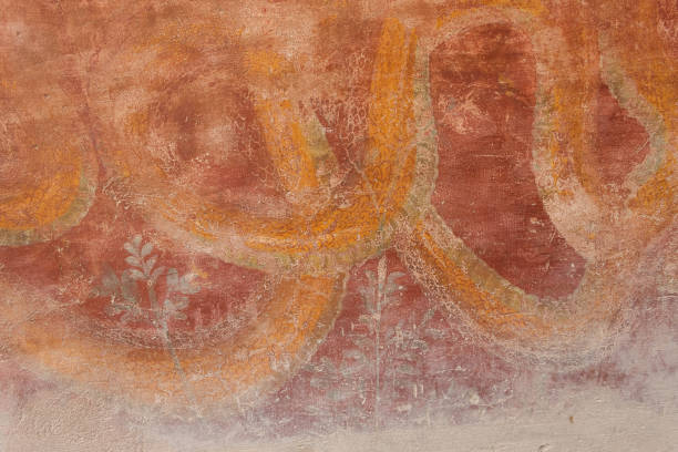 Colorful frescos on the walls of antique interior. Pompeii