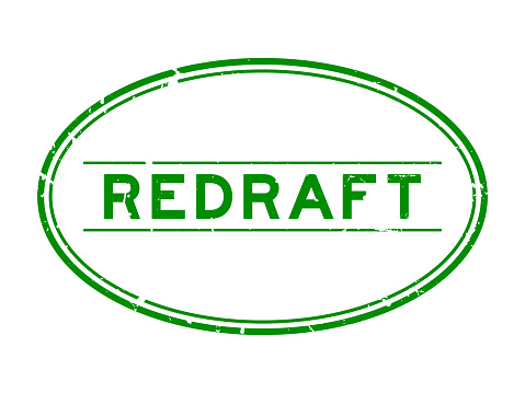 Grunge green redraft word oval rubber seal stamp on white background