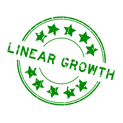 Grunge green linear growth word with star icon round rubber seal stamp on white background