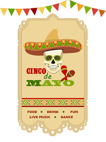 Cinco De Mayo Skull Party Poster.