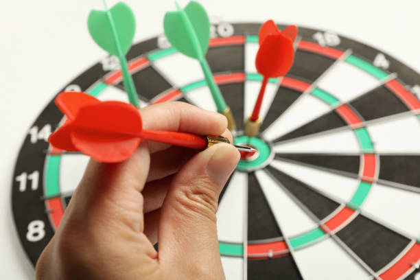 istock Target, dartboard, hitting the center. Winning goals business concept. 2149084957