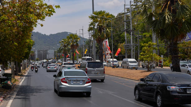 Phuket, Thailand, 04.17.2024, high-speed highway, the flow of cars