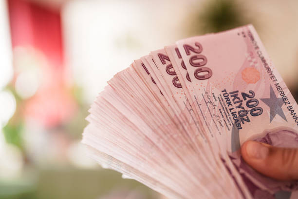 istock Close up to hand holding a stack of Turkish Liras 2149085626