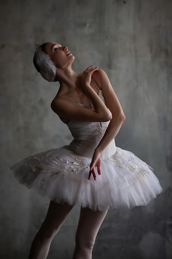 Portrait of a graceful ballerina in an elegant ballet pose.