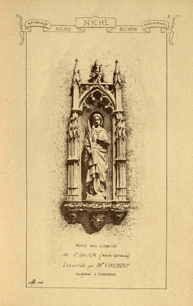 istock Architectural niche with statue, Saint, History of architecture, decoration and design, art, French, Victorian, 19th Century 2149087621